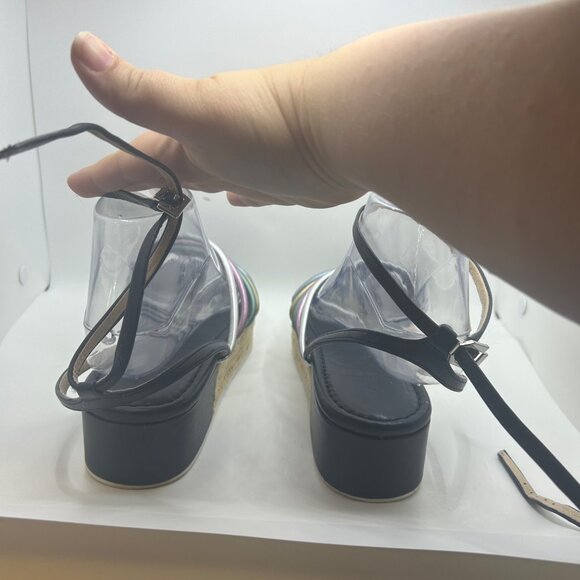 Louise Et Cie Colorful Strappy Clear Wedge Sandals With Ankle Strap 8.5 - Picture 5 of 10